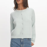 Aurore Scalloped Edge Knit Cardigan Baby Blue