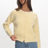 Aurore Scalloped Edge Knit Cardigan Butter