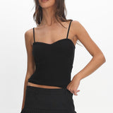 Prudence Ribbed Knit Cami Top Black
