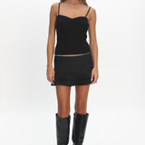 Prudence Ribbed Knit Cami Top Black