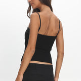 Prudence Ribbed Knit Cami Top Black