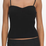 Prudence Ribbed Knit Cami Top Black