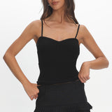 Prudence Ribbed Knit Cami Top Black