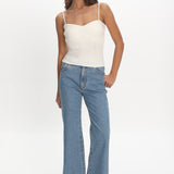 Prudence Ribbed Knit Cami Top Off White