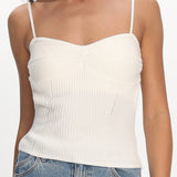 Prudence Ribbed Knit Cami Top Off White