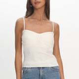 Prudence Ribbed Knit Cami Top Off White