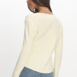 Louiz Button Front Ribbed Knit Cardigan Cream