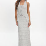 Duma Knit Maxi Skirt Light Grey