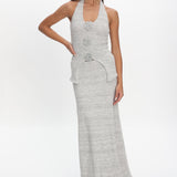 Duma Halterneck Knit Top Light Grey
