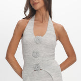 Duma Halterneck Knit Top Light Grey
