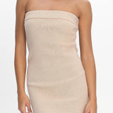 Tarant Ribbed Knit Mini Dress Sand