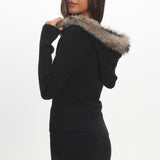 Odetta Ribbed Knit Mini Skirt Black