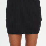 Odetta Ribbed Knit Mini Skirt Black