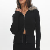 Odetta Ribbed Knit Mini Skirt Black