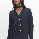 She's Good Button-Up Knit Top Navy