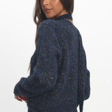 She's Good Button-Up Knit Top Navy