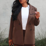 Adrianna Notch Lapel Blazer Chocolate