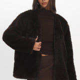 By The Fire Faux Fur Coat Chocolate