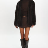 By The Fire Faux Fur Coat Chocolate