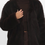 By The Fire Faux Fur Coat Chocolate