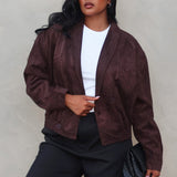 Rampage Faux Suede Blouson Jacket Chocolate