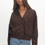 Rampage Faux Suede Blouson Jacket Chocolate