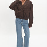 Rampage Faux Suede Blouson Jacket Chocolate