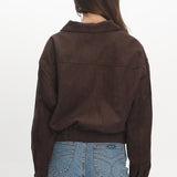Rampage Faux Suede Blouson Jacket Chocolate