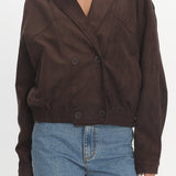 Rampage Faux Suede Blouson Jacket Chocolate