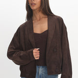 Rampage Faux Suede Blouson Jacket Chocolate