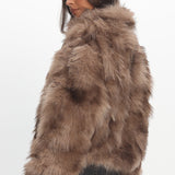 Moving On Faux Fur Coat Mocha