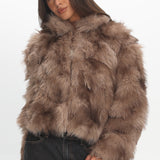 Moving On Faux Fur Coat Mocha