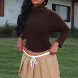 Zyah Turtleneck Knit Sweater Chocolate