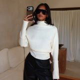 Zyah Turtleneck Knit Sweater Cream