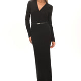 Casiah Belted Knit Maxi Dress Black