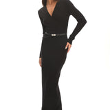 Casiah Belted Knit Maxi Dress Black