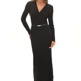Casiah Belted Knit Maxi Dress Black