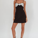 Sweet Caroline Sequin Twist Mini Dress Black/Silver