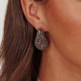 Nebula Pave Teardrop Earrings Black Diamante