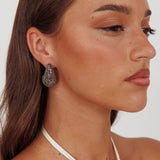 Nebula Pave Teardrop Earrings Black Diamante