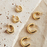 Kya Chunky Half-Hoop Set Gold Plated