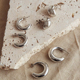 Anjelica Oval Earrings Dark Silver