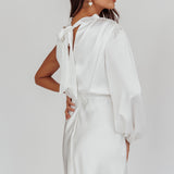 Can't Compete One Sleeve Mini Dress Off White