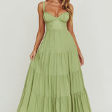 Neptune Cut Out Back A-Line Maxi Dress Sage