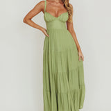 Neptune Cut Out Back A-Line Maxi Dress Sage