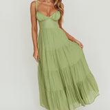 Neptune Cut Out Back A-Line Maxi Dress Sage