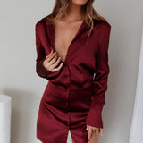 Lisbeth Collared Shirt Dress Burgundy