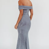 Kailey Off-Shoulder Maxi Dress Spangle Silver