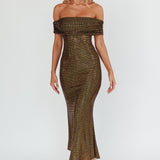 Kailey Off-Shoulder Maxi Dress Spangle Black