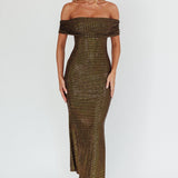 Kailey Off-Shoulder Maxi Dress Spangle Black